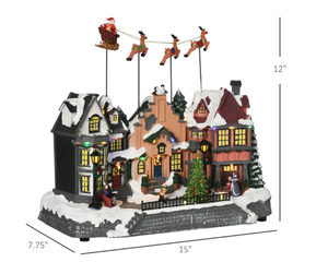 lot 316 image: HOMCOM Christmas Village, Santa & Deer Skating Pond Animated Winter Wonderland Set with Multicolored LED Light, Battery Operated Christmas Decoration