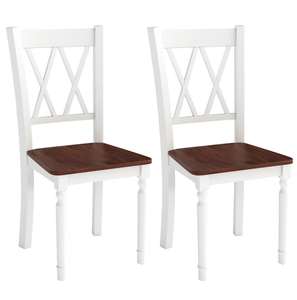 lot 317 image: Costway Set of 2 Wooden Farmhouse Kitchen Chairs with Rubber Wood Seat
