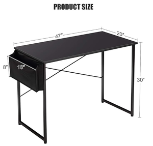 lot 321 image: Costway Computer Desk Table, 47 Home Office Computer Desk with Storage Bag, Study Desk Writing Desk for Small Space, Bedroom, Living Room