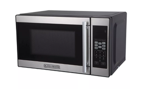 lot 325 image: BLACKDECKER 0.7 cu ft 700W Microwave Oven Black EM720CPN-P Countertop, Small Dorm Microwave, Child Lock, 8 Programs UPC 839724012835