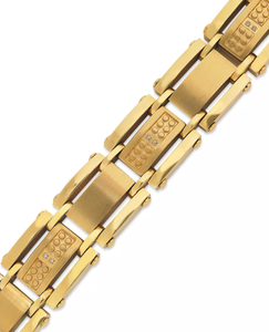 lot 49 image: MCYS Mens Single-Cut Diamond Bracelet in Stainless Steel and Yellow Ion-Plated (110 ct. t.w.)