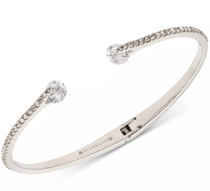 lot 120 image: Givenchy Crystal & Pav Hinged Bangle Bracelet (Used, Needs Cleaning Tarnished)