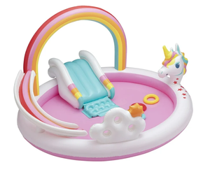 lot 254 image: Bluescape Rainbow Unicorn Play Center, Inflatable Pool Game & Toys, Age 2 & Up, Unisex