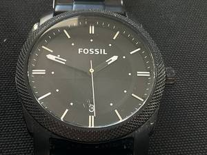 lot 115 image: Fossil Mens Machine Black Stainless Steel Watch Case Size 42MM (Used, Minor Scratch On Face. Needs Battery & Cleaning)