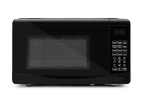 lot 34 image: Continental Electric 0.7 Cubic Feet Countertop Microwave in Black, Glass Plate Included CE-CMC779US-TH