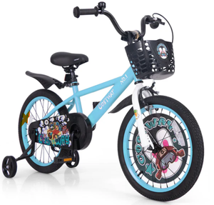 lot 278 image: Costway 18 Inch Kids Bike with Adjustable Handlebar and Saddle for 4-8 Years Old-18 inches (Back Wheel Damage, See Photos)