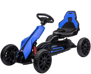 lot 326 image: Aosom Kids Pedal Go Kart W Adjustable Seat, Swing Axle, Blue