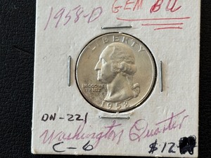 lot 64 image: 1958-D Washington Quarter