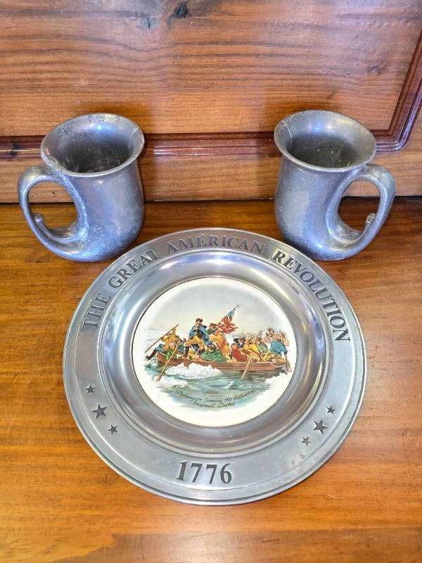 lot 38 image: Pewter Cups and Pewter Collector Plate