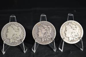 lot 17 image: Morgan Silver Dollars - 3 Coin Set (1886, 1888, 1896)