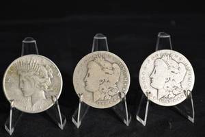 lot 19 image: US Silver Dollar Coins - 1924, 1899, 1897 (Lot of 3)