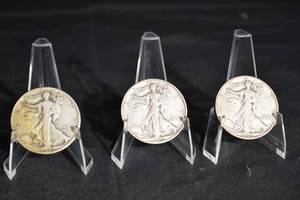 lot 28 image: Walking Liberty Half Dollars (Lot of 3)
