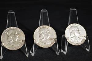 lot 40 image: Franklin Half Dollar Coins (Lot of 3)