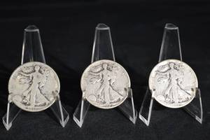 lot 46 image: Walking Liberty Half Dollars - 3 Coins