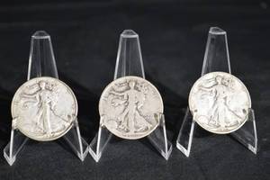 lot 47 image: Walking Liberty Half Dollars - 1937 (Lot of 3)