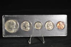 lot 65 image: Whitman 1965 US Coin Set - 5-Coin Display (Kennedy Half, Dime, Nickel, Quarter, Cent)