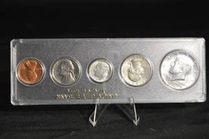 lot 78 image: Union State Bank Monona IA - 1964 Five-Coin Set (CentNickelDimeQuarterHalf)