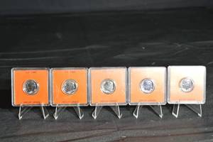 lot 100 image: 1961 Roosevelt Dime Proof Grade - 5 Coins in Orange Holders