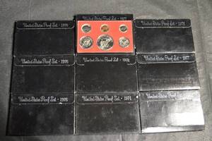 lot 116 image: United States Proof Sets Collection (Assorted Years 1974-1977) Lot Of 9