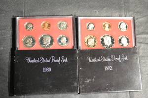lot 119 image: United States Proof Set - 1980 & 1982 (2 Boxes)