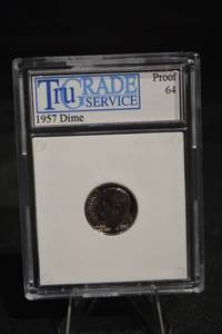 lot 129 image: 1957 Roosevelt Dime Proof 64 - TruTrade Service Slab