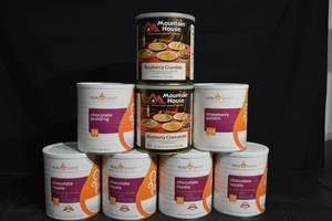 lot 166 image: Mountain House Raspberry Crumble & Blueberry Cheesecake Daily Bread Chocolate Pudding & Royale