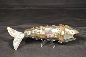 lot 180 image: Vintage Fish Sculpture - Abalone Shell Mosaic, 9 in Long