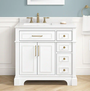 lot 130 image: Home Decorators Collection Melork 36W Vanity Base Cabinet - 36 in Wide