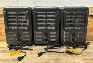 lot 35 image: LifeSmart 1500 Watt Milkhouse Utility Heater, Forced Air, 5100 BTUhour, Heating Capability 300 ft , Model# HT1912 lot of 3 (for parts only)