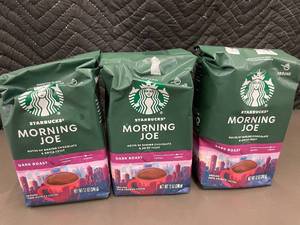 lot 343 image: RI 3 - Starbucks Morning Joe Dark Roast Ground Arabica Coffee 12 oz - 3-Pack