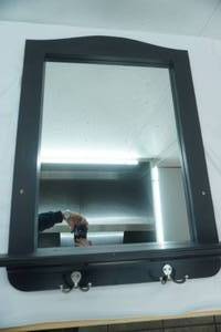 lot 13 image: Mirror with shelf and 2 coat hooks