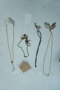 lot 36 image: Jewelry Lot Fashion Jewelry Necklaces & Pair of Faux Diamond Hoop Earrings