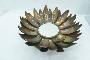 lot 89 image: Bronze Metal Flower Lotus Mirror 16 diameter
