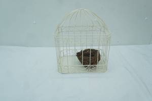 lot 114 image: Decorative Metal Bird Cage, with Nest