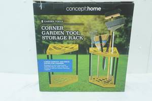lot 133 image: Corner Garden Tool Storage Rack. NEW in BOX