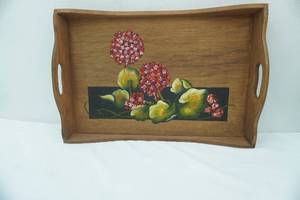 lot 134 image: Hand-Painted Wooden Coffee Table Tray 22.5x15.5