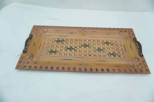 lot 135 image: Decorative Metal Coffee Table Tray, Centerpiece Tray 24x 12