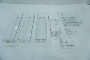 lot 140 image: Linus Shallow Drawer organizers clear variety of sizes,(8)