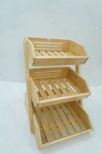 lot 141 image: NEW 3-Tier Bamboo Fruit Basket or Storage Shelf 17 tall by 12 wide