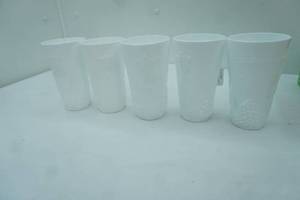 lot 225 image: Indiana Glass Company Colony Harvest Milk Glass Tumbler Set of 5