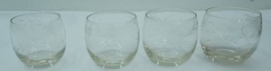 lot 228 image: Vintage roly-poly style, etched glass cocktail glasses