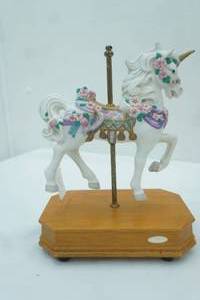 lot 247 image: Summit Collection Porcelain Unicorn Carousel Music Box