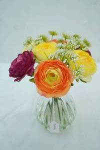 lot 257 image: Vintage Glass Vase with Artificial Flower Arrangement (in epoxy)