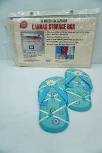lot 261 image: Canvas Storage Box (new) & Pair of Flip-Flops PhotoNote Wall Hanging
