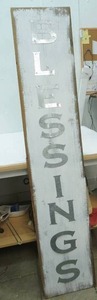 lot 328 image: Blessings. Wooden Wall Decor 60x12