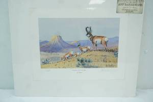 lot 329 image: Art Print. Longhorns Workin the Ridge by Les C. Kouba. Signed and numbered 1602500