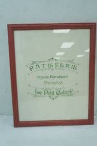 lot 332 image: Framed Vintage-Style French Patisserie Sign 18x 22