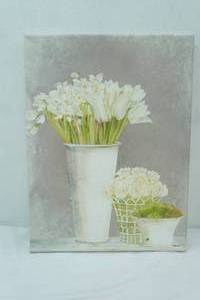 lot 335 image: Kathryn White Canvas Floral Print 23.5x17.5