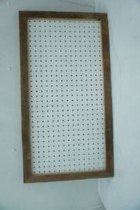 lot 342 image: 33.5x18 Rustic Wood Framed Peg Board