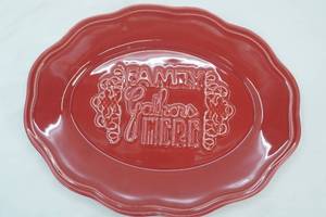 lot 375 image: primavera ceramic serving platter. 12x 15 Oval. Family Gathers Here